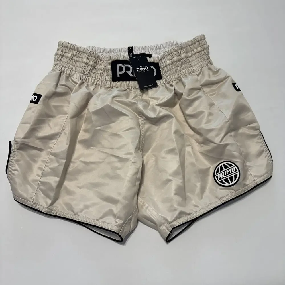 Primo Muay Thai Shorts Alta Series Cream Size Large, MMA, Boxing New With Tags